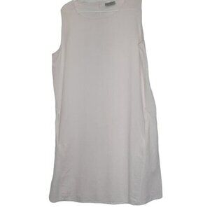 Craghopper tank dress‎ zip pockets linen pink white vertical stripes M/8 EUC
